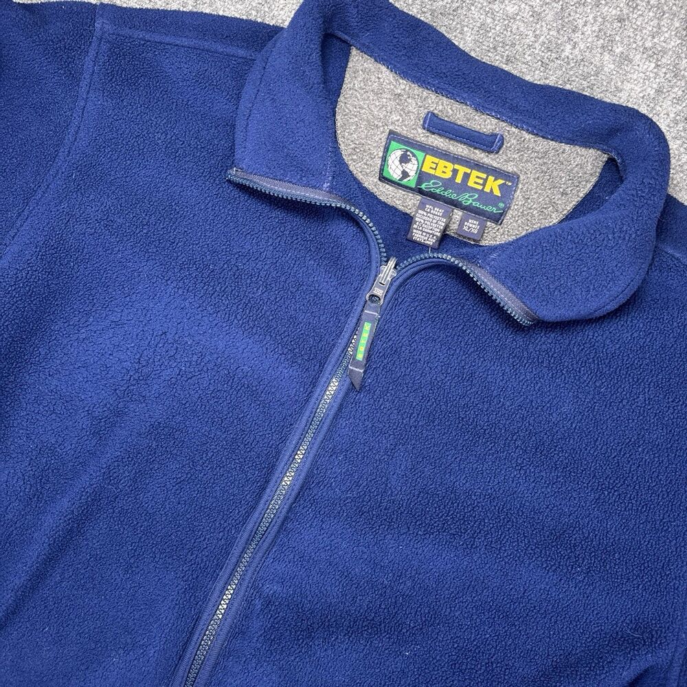 Vintage 90s Eddie Bauer Ebtek Polartec Mens XL Blue Full Zip Fleece Jacket USA